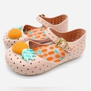Baby GIRLS MINI MELISSA FURADINHA VII BB SHOE PINEAPPLE WITH PINK & ORANGE sz 5